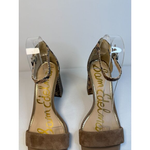 Sam Edelman Daniella Block Heel Sandals Women Size 9.5M Brown Leather Shoes - Picture 4 of 14